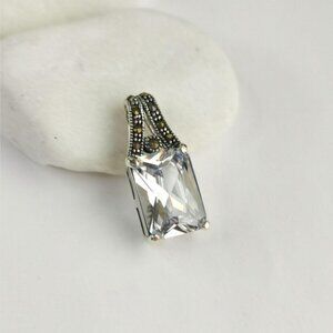Marcasite CZ pendant In Sterling Silver Vintage 90s